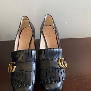 Gucci Platform Shoes, Black with fringe detail